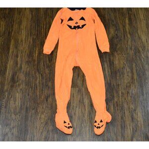 Pumpkin Pajamas PJS Size 3T Footed Unisex Jack O Lantern Children's Place READ